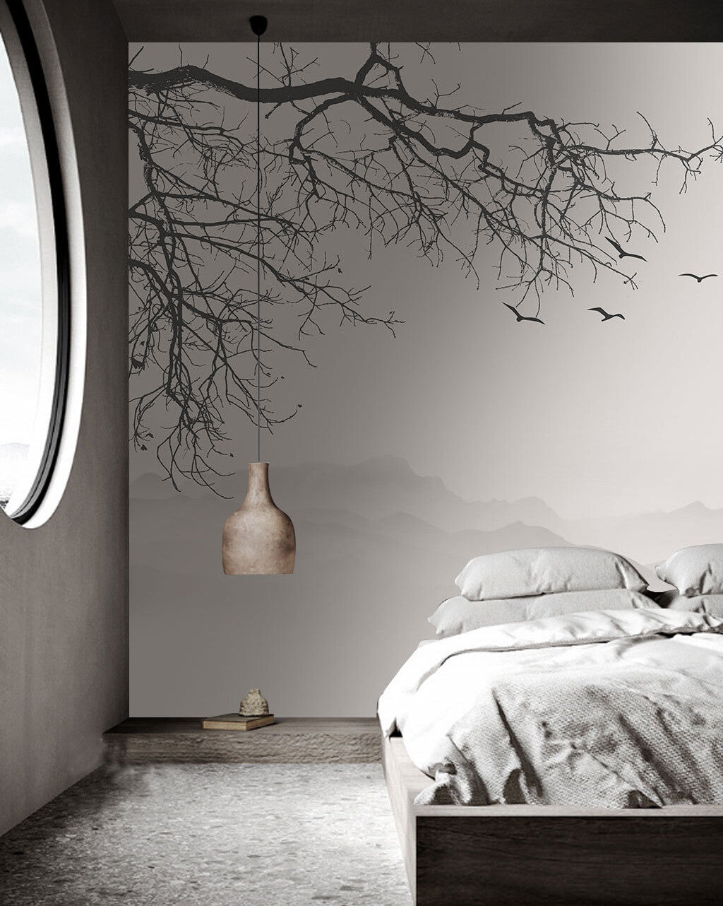 Whispering Branches Silhouette Serenity Bedroom Mural