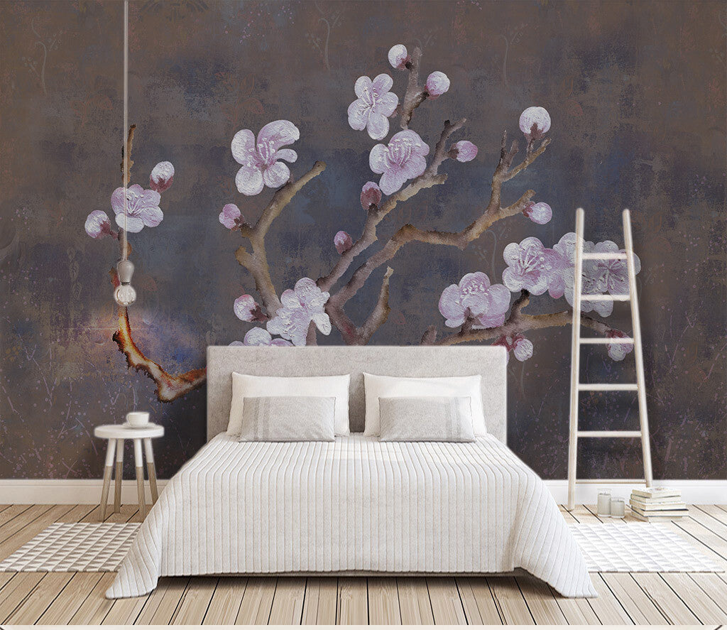 Elegant Blossom Rustic Charm Designer Wallpaper