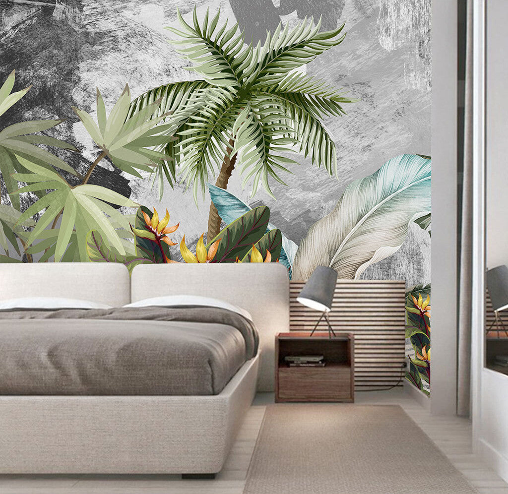 Tropical Elegance Abstract Botanical Luxe Wallpaper