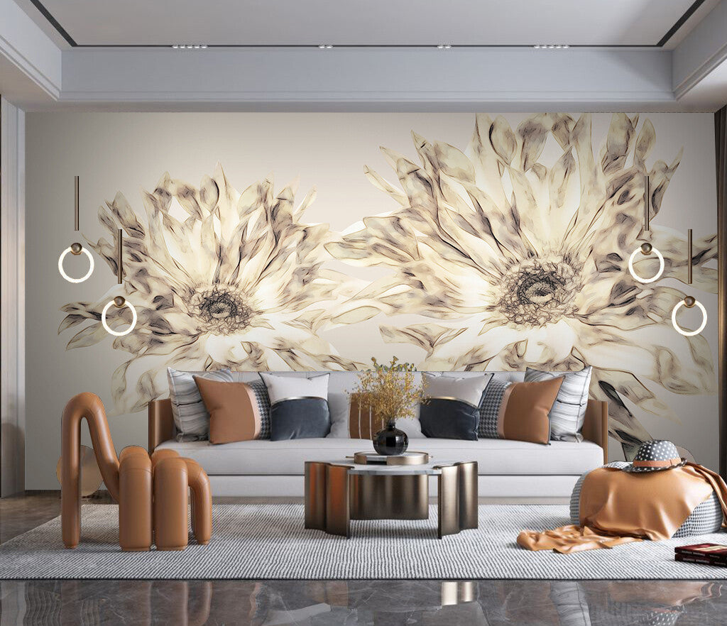 Elegant Bloom Sketch Artistic Statement Wallpaper