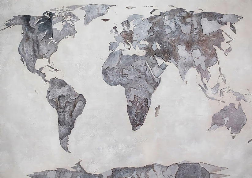 World Map Maps World Map Neutral Wallpaper Mural - Decorsmarket ...