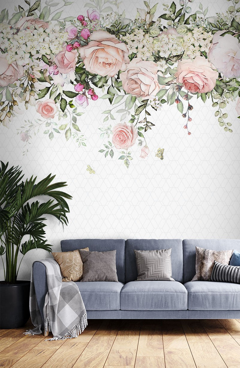 Flower Roses Floral Flowers Bright Wallpaper Mural - Decorsmarket ...