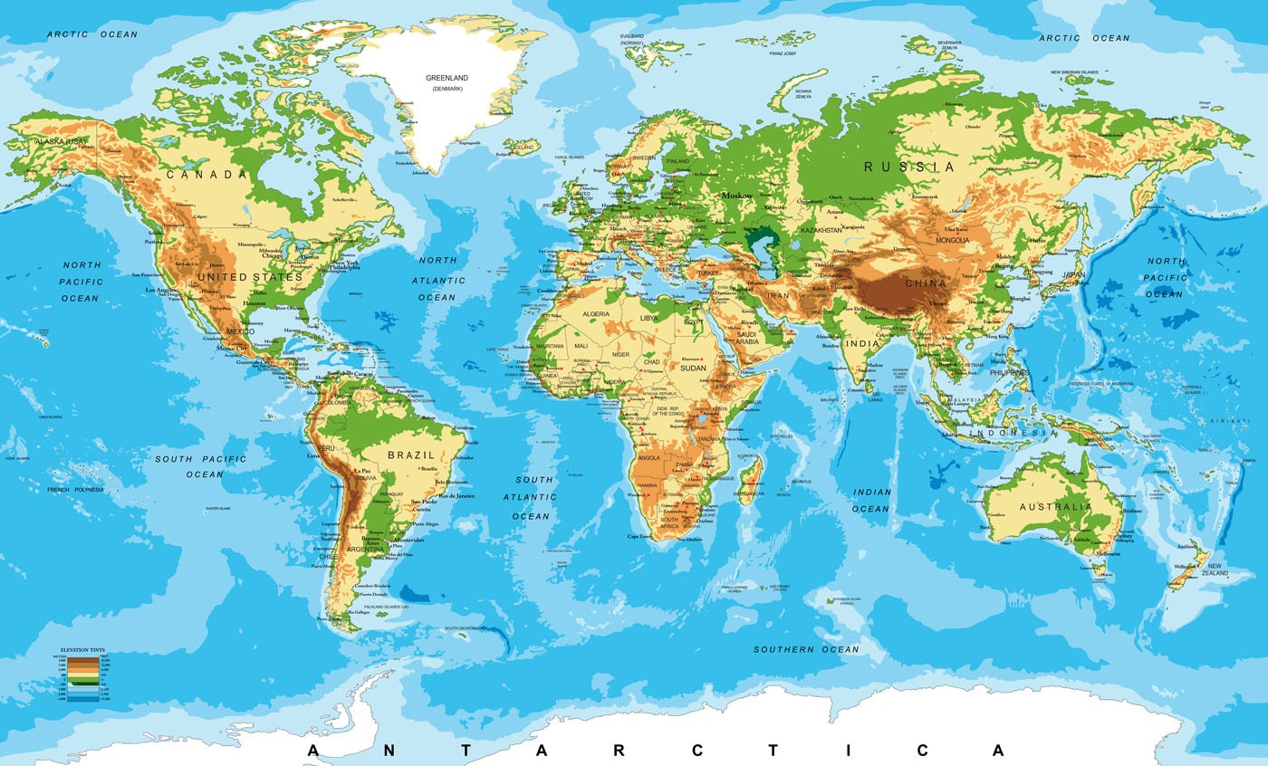 World Map Maps World Map Bright Wallpaper Mural - Decorsmarket ...