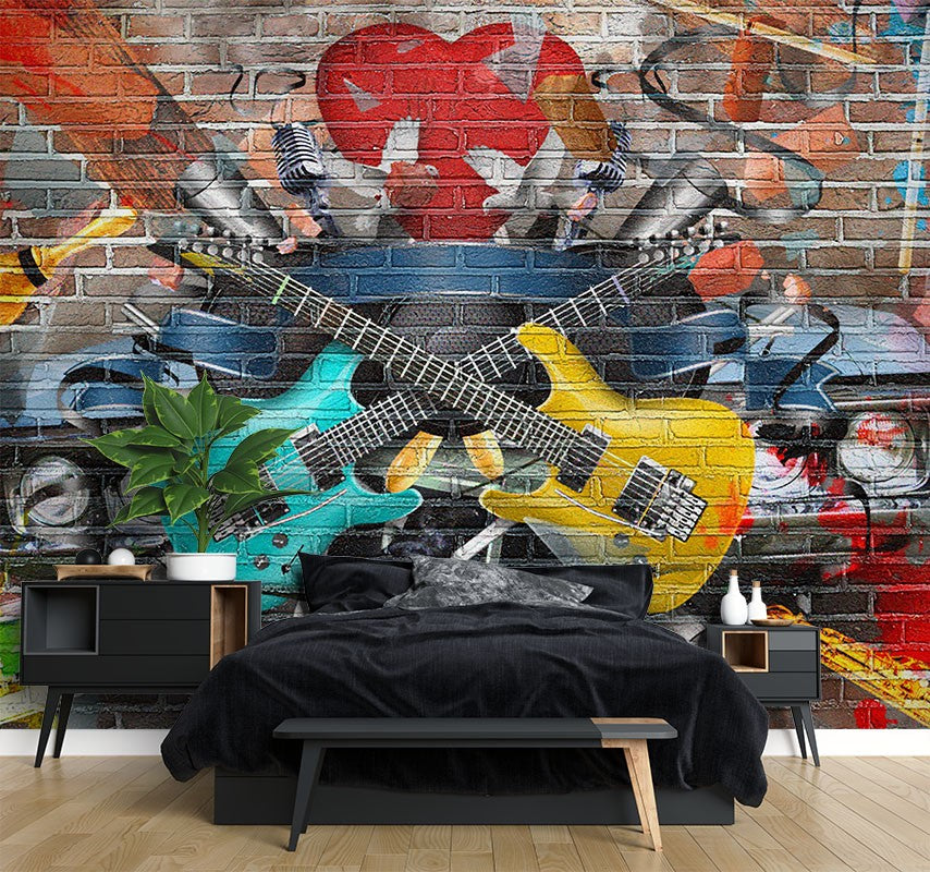 3D Colorful Graffiti Self-adhesive Removable Wallpaper Murals Wall