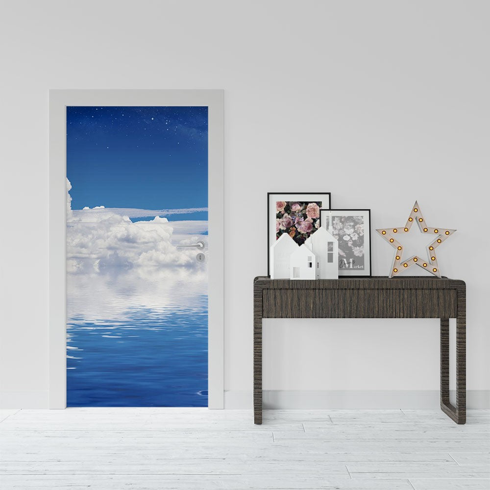 Sky Clouds Nature Sky Blue Custom Door Wrap Decal – DecorsMarket